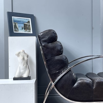 Lot 3041 - A contemporary leather and chrome open...