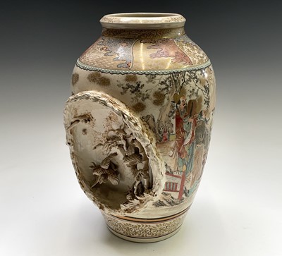 Lot 69 - A Japanese satsuma pottery vase, 19th century,...