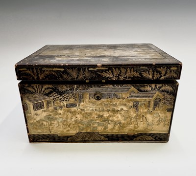 Lot 67 - A Chinese Export black lacquer gilt decorated...