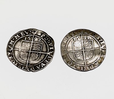 Lot 30Z - Elizabeth I, Sixpences x 2. 1591 F, slight...