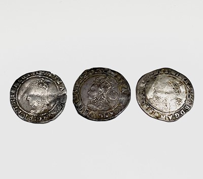 Lot 31A - Elizabeth I, Sixpences x 3. 1600 F+, nice...