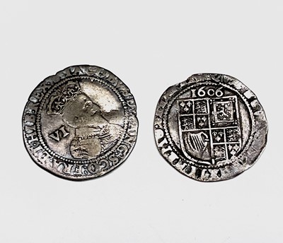 Lot 31C - James I, Sixpences x 2. 1603 F, slight crease,...