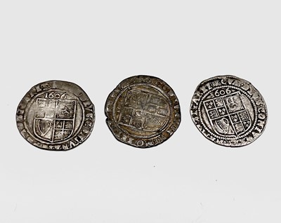 Lot 31D - James I, Sixpences x 3. 1606 F, m.m Escallop;...