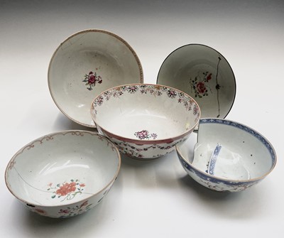 Lot 70 - Five Chinese famille rose porcelain bowls,...