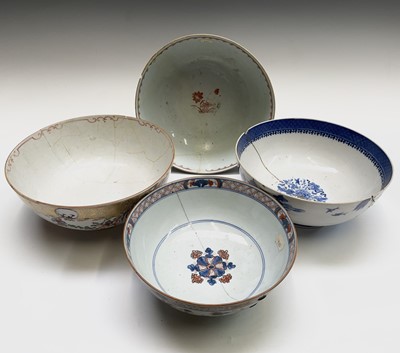 Lot 60 - Four various Chinese porcelain bowls, 18th...