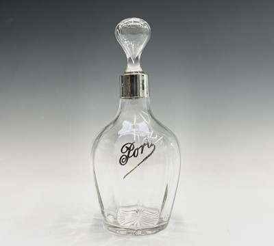 Lot 35 - A glass silver-mounted port decanter 23cm