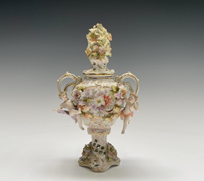 Lot 818 - An early 20th century Dresden porcelain twin...