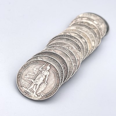 Lot 34G - Great Britain King Edward VII 2/- coins...