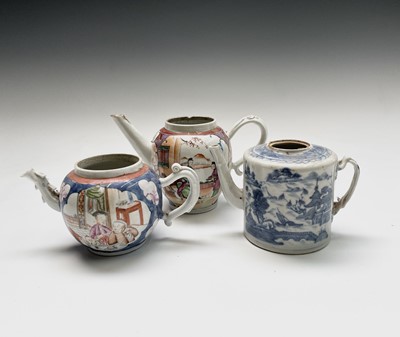 Lot 76 - Three Chinese porcelain teapots, 18th century,...