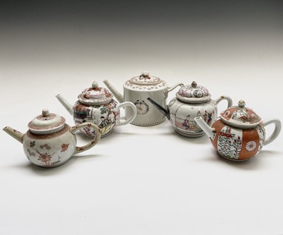 Lot 81 - Five Chinese porcelain teapots, 18th century,...
