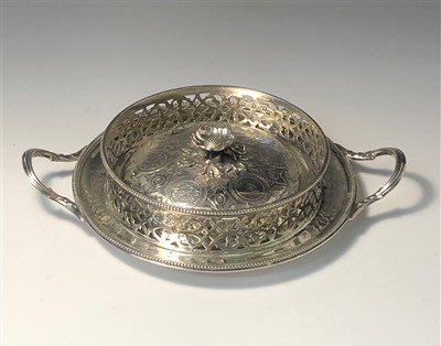 Lot 2017 - A Victorian silver butter dish stand and lid