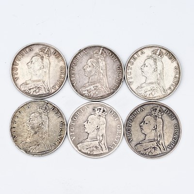Lot 37A - Queen Victoria Double Florins (x6) 1887, 1889,...