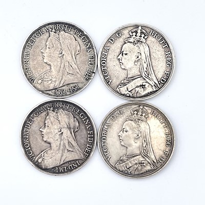 Lot 38B - Crowns, Queen Victoria (x4) 1887, 1889, 1893...