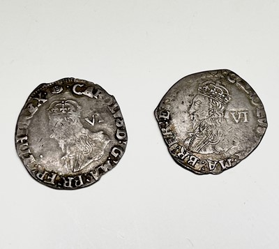 Lot 42I - Charles I 6d (x2) 1634-5, mm Bell, F, clipped;...