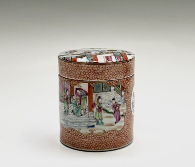 Lot 96 - A Chinese famille rose porcelain tea jar and...