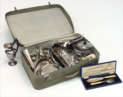 Lot 2318 - Three silver plated entree dishes, a large...