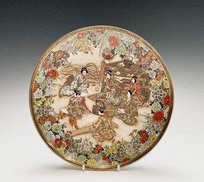 Lot 90 - A Japanese Satsuma plate by Ryuzan, Meiji...