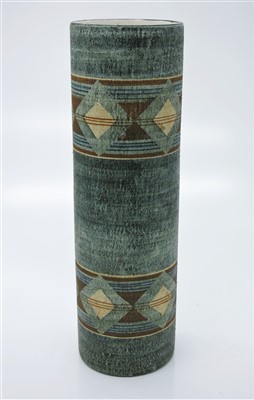 Lot 1363 - A large Troika cylindrical vase, the green...