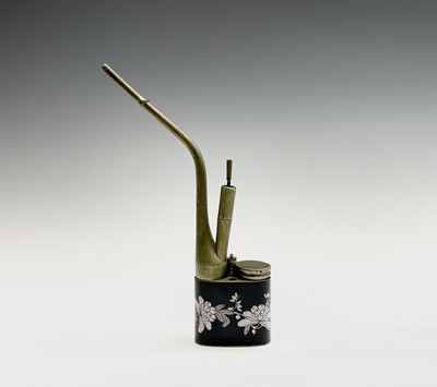 Lot 252 - A Chinese cloisonne opium pipe, enamelled with...