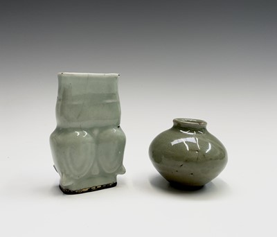 Lot 318 - A Chinese longquan celadon incense tool vase,...
