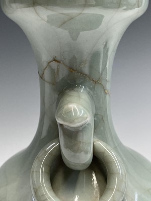 Lot 302 - A Chinese longquan celadon vase, 20th century,...