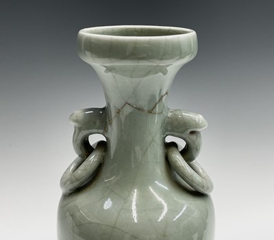 Lot 302 - A Chinese longquan celadon vase, 20th century,...