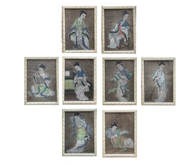 Lot 336 - Eight Chinese paintings on rice paper, early...