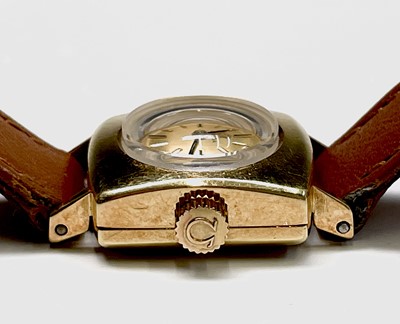 Lot 1 - A ladies square 18ct gold Omega wristwatch...