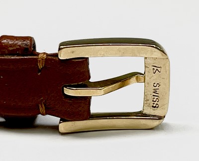 Lot 1 - A ladies square 18ct gold Omega wristwatch...