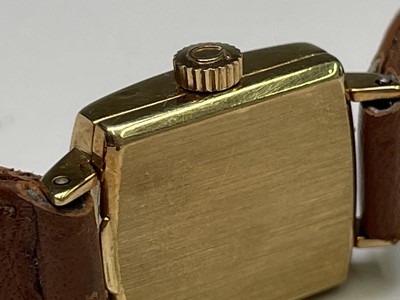 Lot 1 - A ladies square 18ct gold Omega wristwatch...