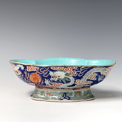 Lot 322 - A large Chinese haitang shaped porcelain...