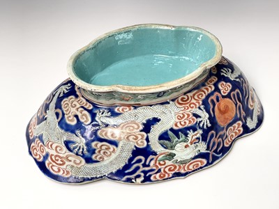 Lot 322 - A large Chinese haitang shaped porcelain...