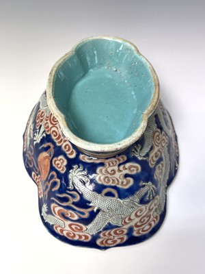 Lot 322 - A large Chinese haitang shaped porcelain...
