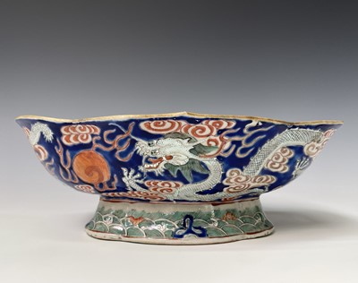 Lot 322 - A large Chinese haitang shaped porcelain...