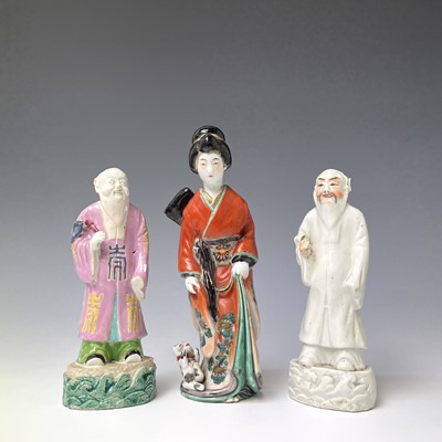 Lot 328 - Two Chinese 18th century figures, one with...