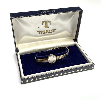 Lot 2 - A ladies 9ct gold Tissot wristwatch on 9ct...