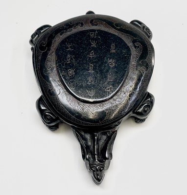 Lot 343 - A Chinese carved hardstone ink holder and...