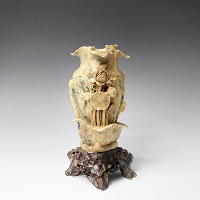 Lot 345 - A Chinese soapstone vase, early 20th century,...