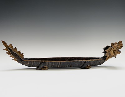 Lot 347 - A Chinese lacquer dragon boat incense...