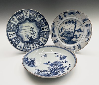 Lot 366 - Two Chinese porcelain blue and white plates,...