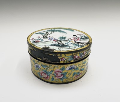 Lot 372 - A Chinese Canton enamel circular box and cover,...
