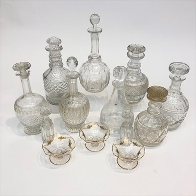 Lot 1443 - A collection of assorted cut glass decanters...