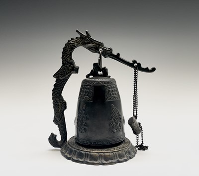 Lot 360 - A Chinese bronze dragon bell, early 20th...
