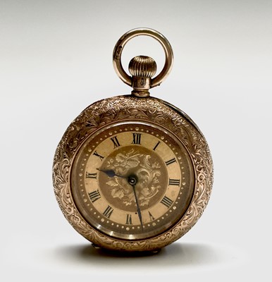 Lot 3 - A 12ct ladies gold keyless open face fob watch...
