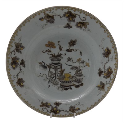 Lot 1120 - A Chinese export porcelain grisaille painted...
