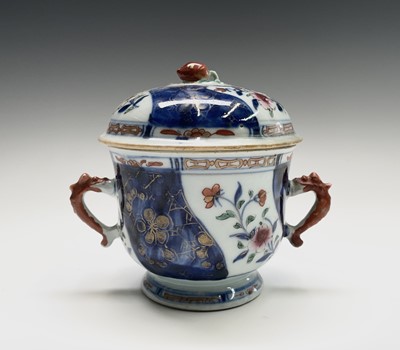 Lot 388 - A Chinese Imari porcelain ecuelle and cover,...
