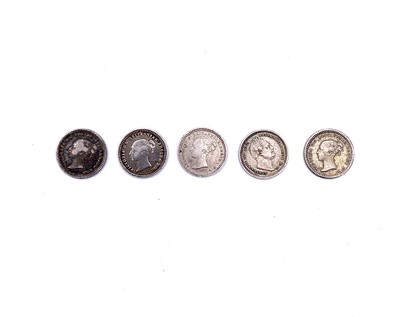 Lot 44D - 1 1/2 d Silver Coins 1835-1862 (x5) Comprising...