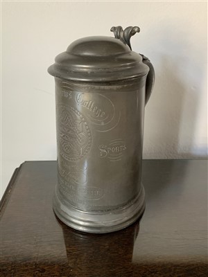 Lot 102 - A Victorian pewter prize quart tankard,...
