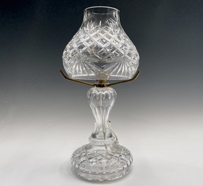 Lot 892 - A Waterford crystal cut glass table lamp and...