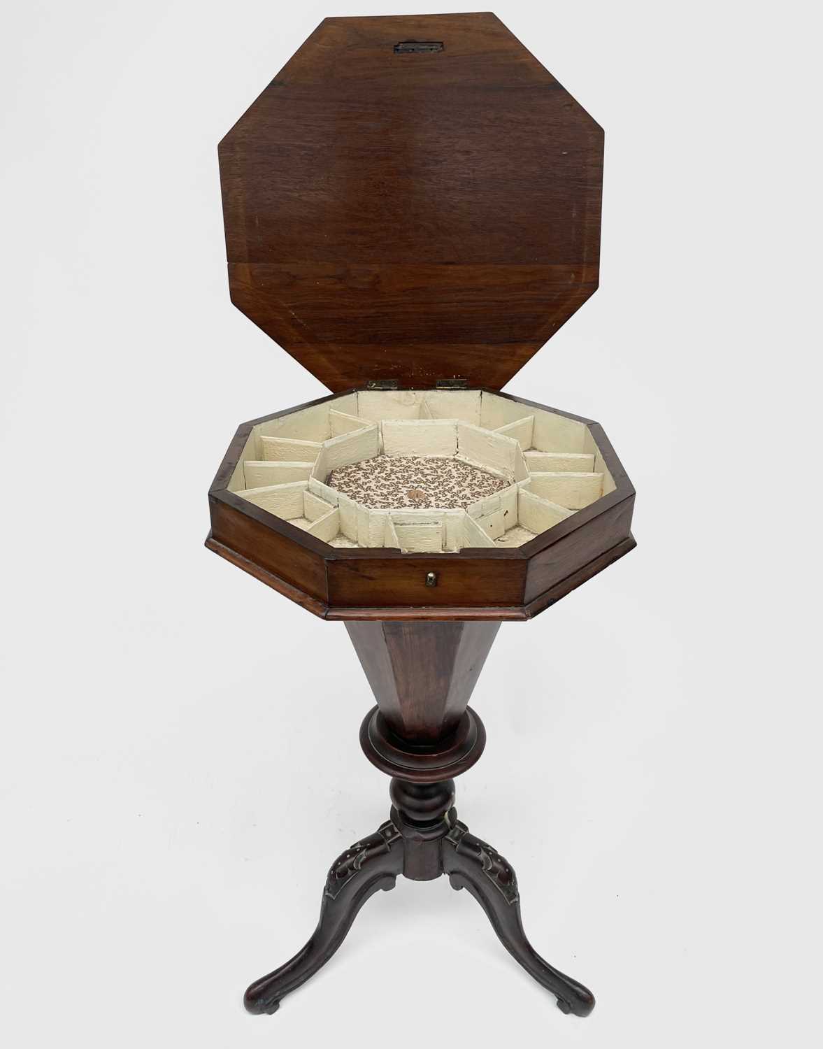 Lot 3173 - A Victorian walnut octagonal sewing table,...